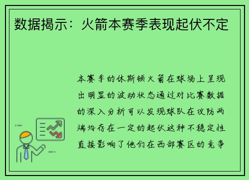 数据揭示：火箭本赛季表现起伏不定